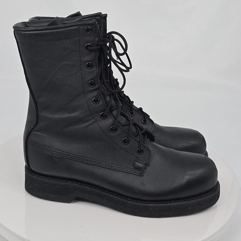 Addison Men 6.5 R Black Leather Steel Toe Military Combat Jungle Boots Vibram